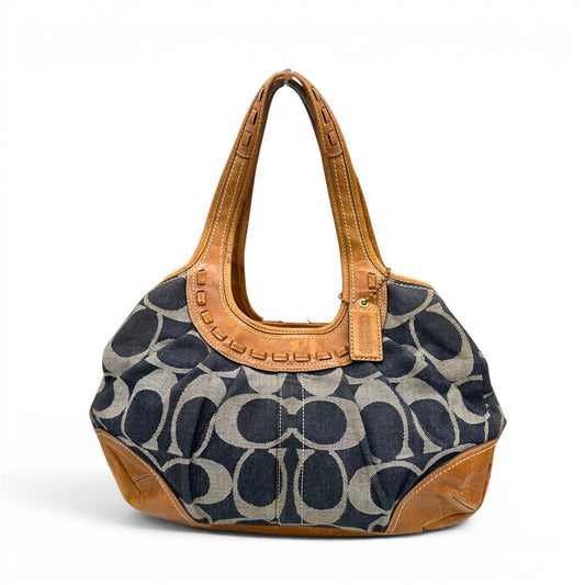Vintage Coach 12747 Pleated Ergo Denim Monogram Shoulder Bag