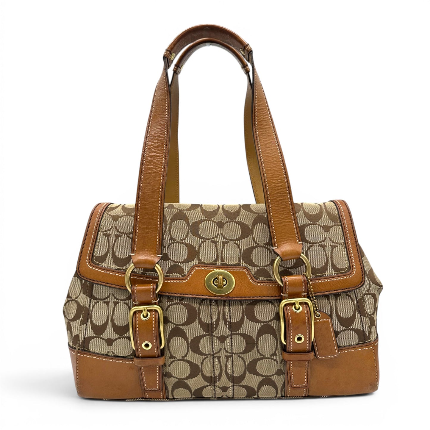 Vintage Coach Mini-Handtasche aus kariertem Tweed mit Drehverschluss