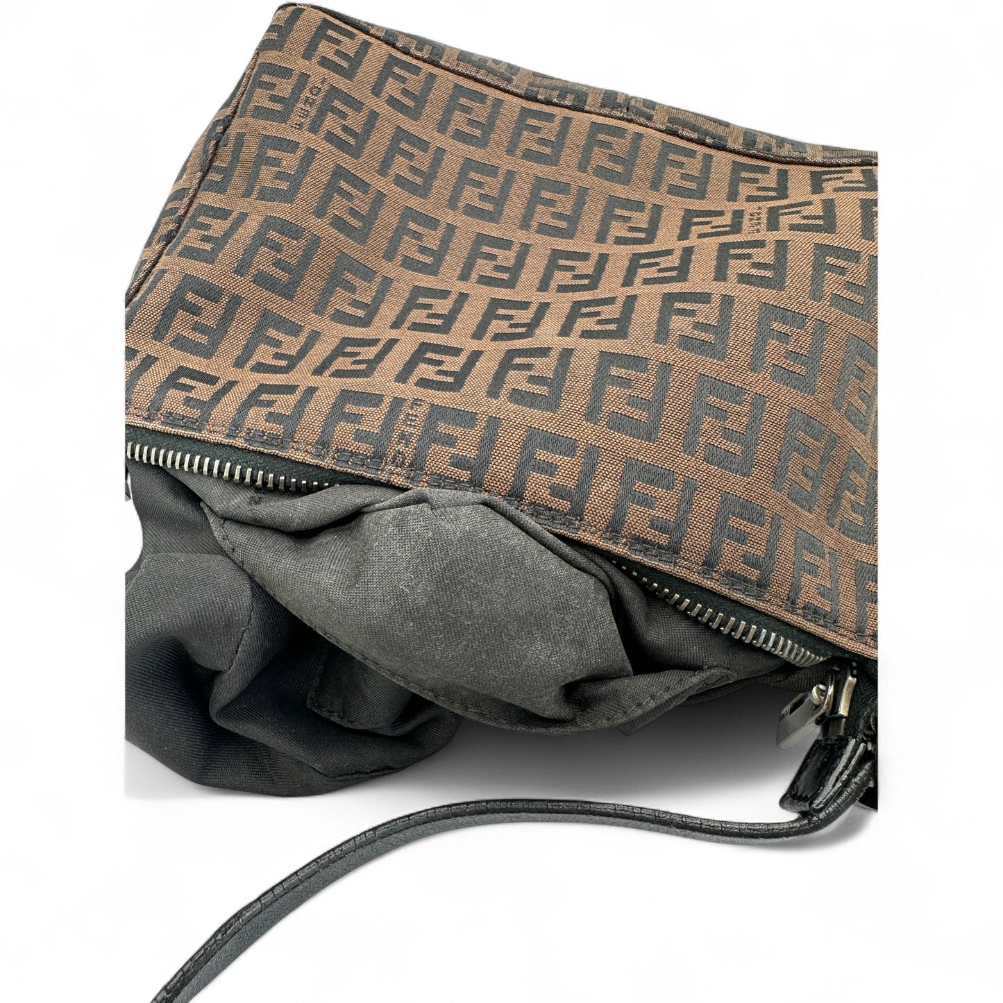 Vintage Fendi Brown Zucchino Shoulder Bag