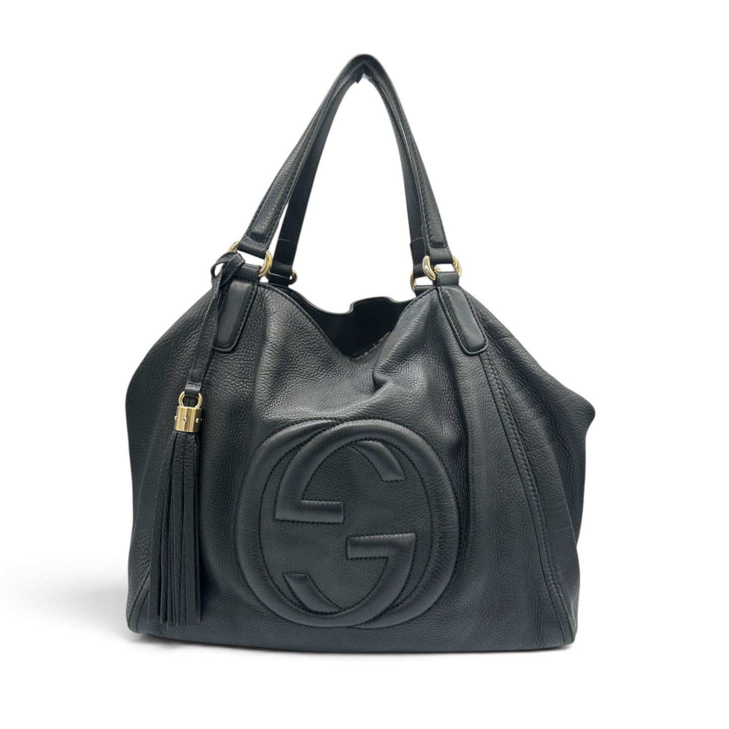 Vintage Gucci Schultertasche aus schwarzem Bambusleder