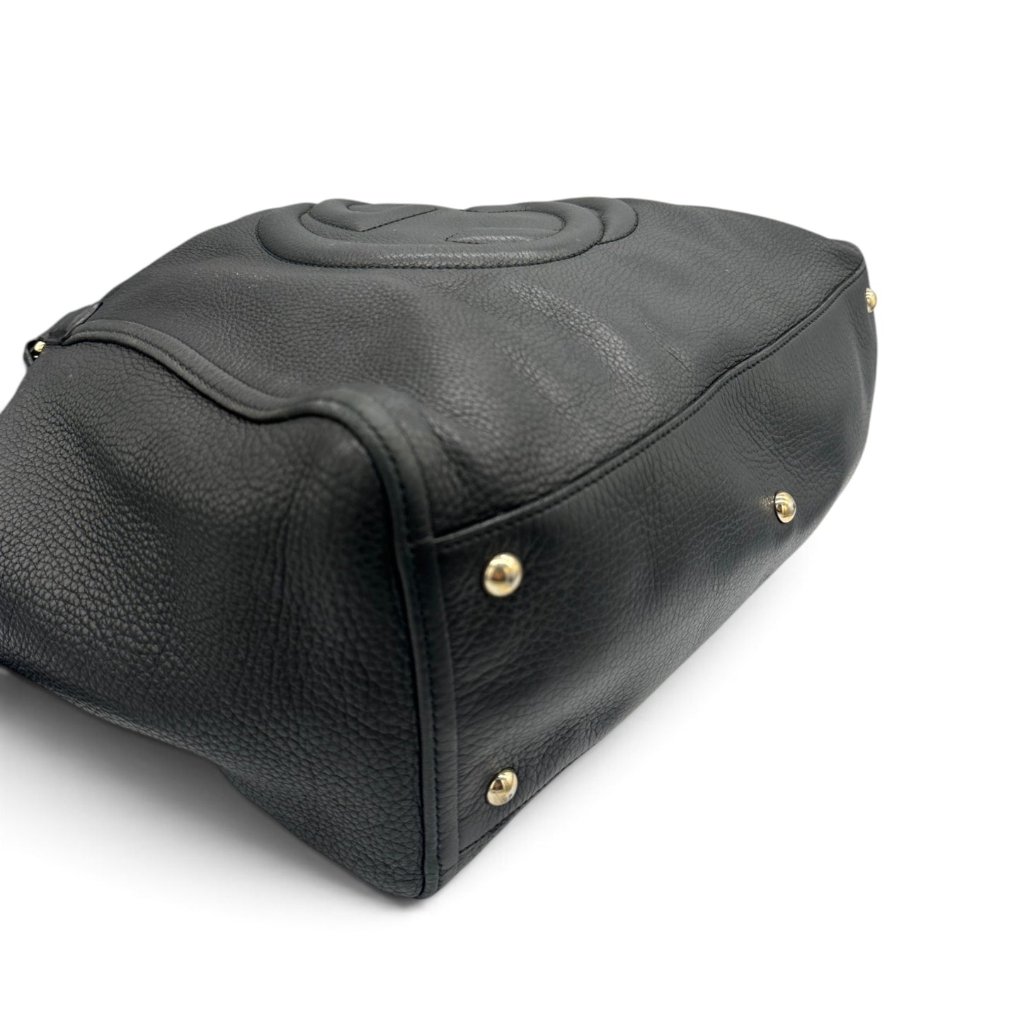 Vintage Gucci Schultertasche aus schwarzem Bambusleder