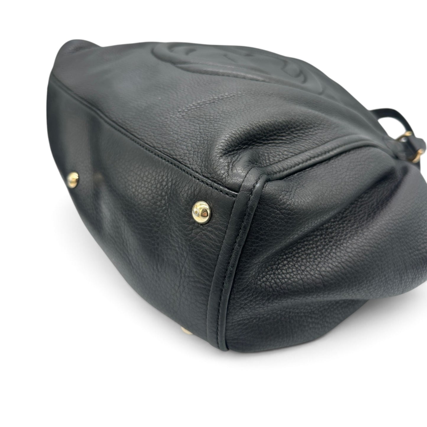 Vintage Gucci Schultertasche aus schwarzem Bambusleder