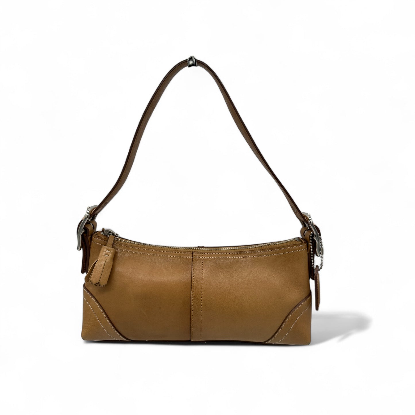 Vintage Coach 8A64 Tan Leather Baguette Shoulder Bag