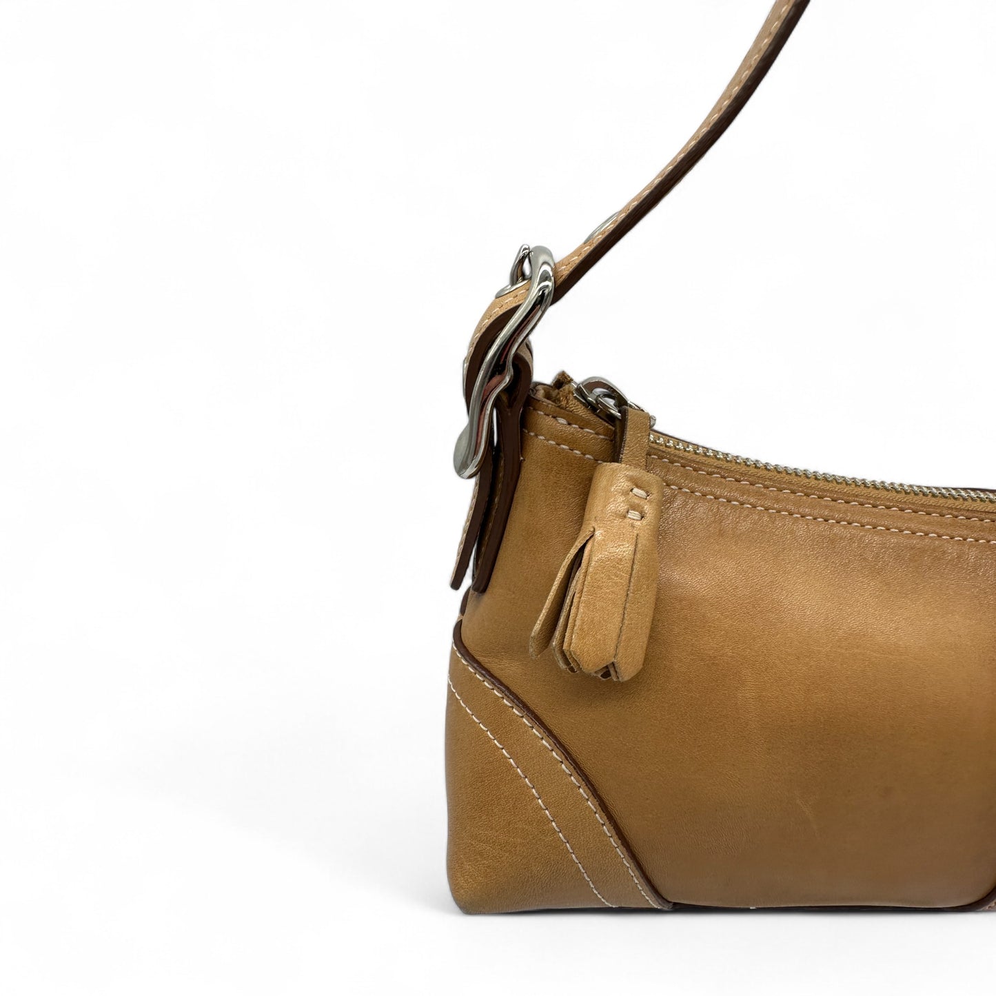 Vintage Coach 8A64 Tan Leather Baguette Shoulder Bag