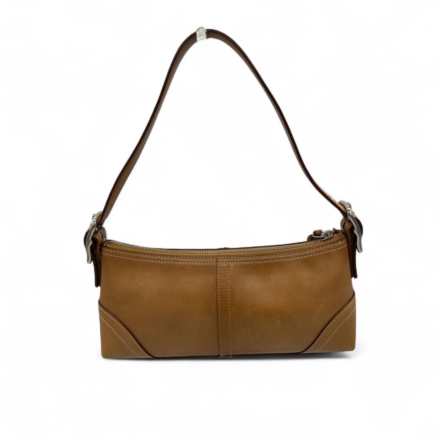Vintage Coach 8A64 Tan Leather Baguette Shoulder Bag