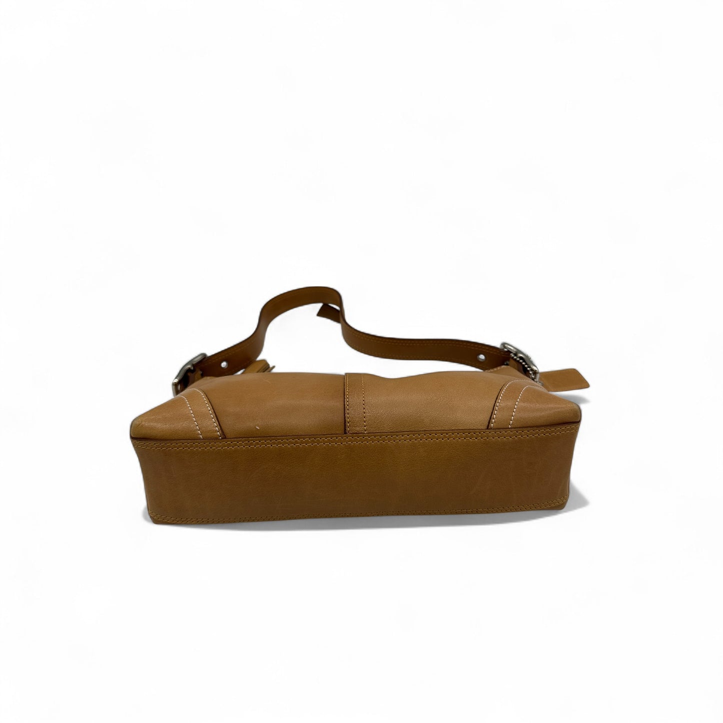 Vintage Coach 8A64 Tan Leather Baguette Shoulder Bag