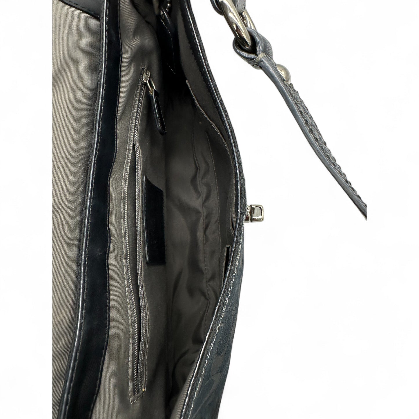 Vintage Coach 10984 Black Monogram Turnlock Shoulder Bag