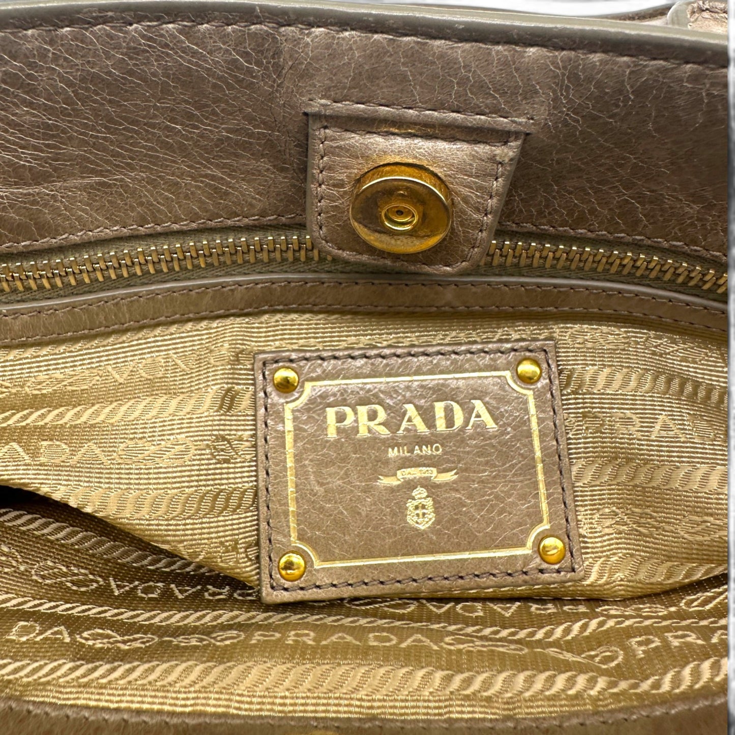 Prada Vitello Shine Leather Tote Bag