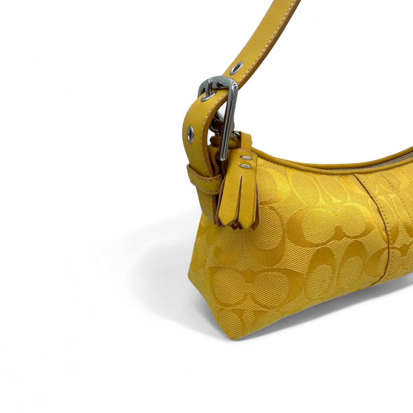 Vintage Coach 6371 Yellow Baguette Shoulder Bag