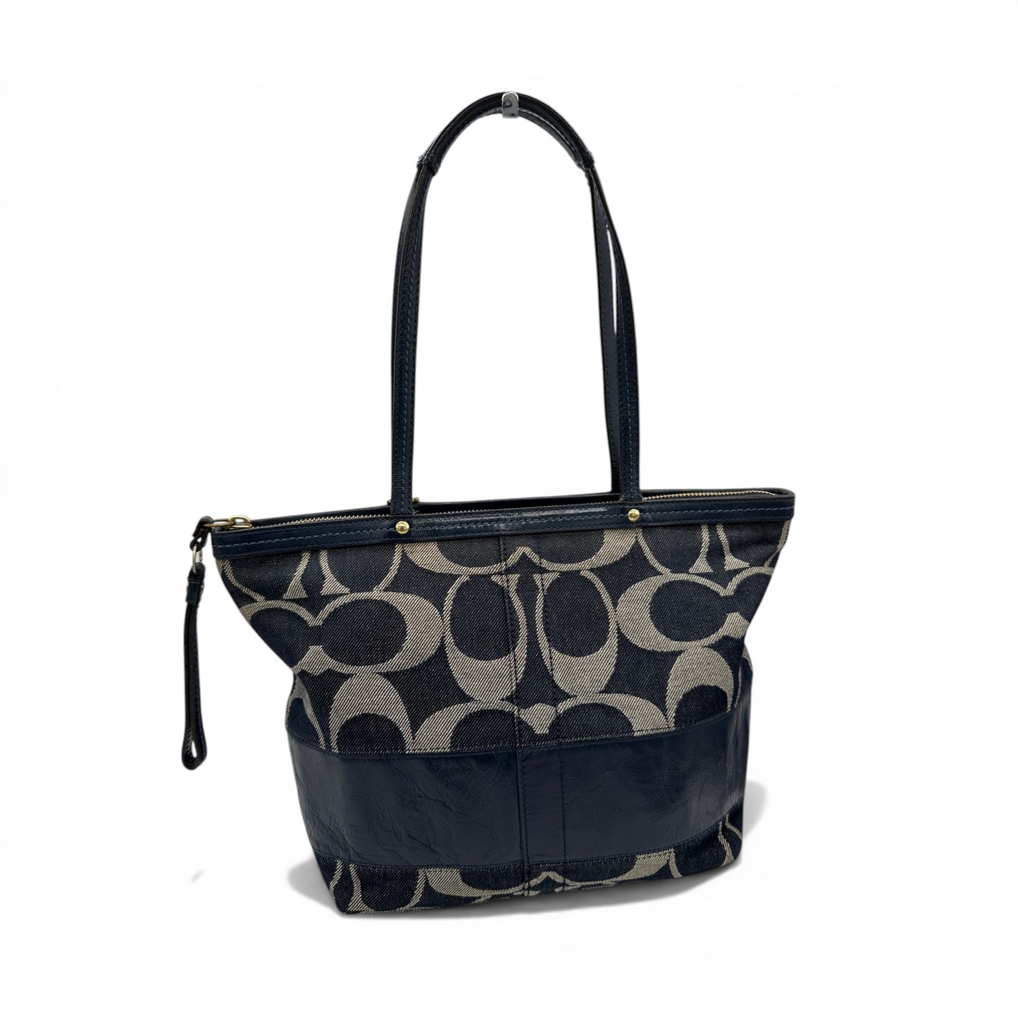 Sac cabas vintage Coach 12546 en denim, porté épaule ou bandoulière