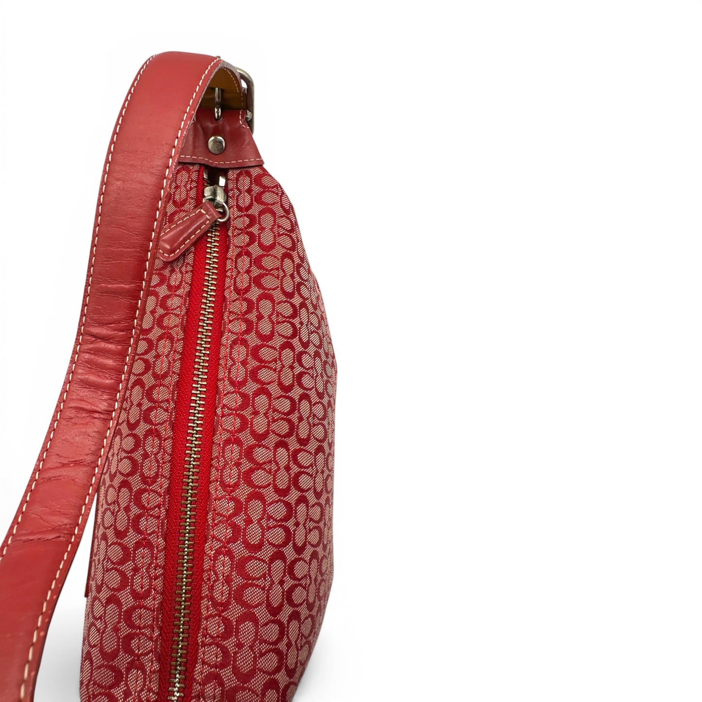 Sac bandoulière Coach 6332 Mini Monogram Sufflette rouge vintage rare (années 2000)