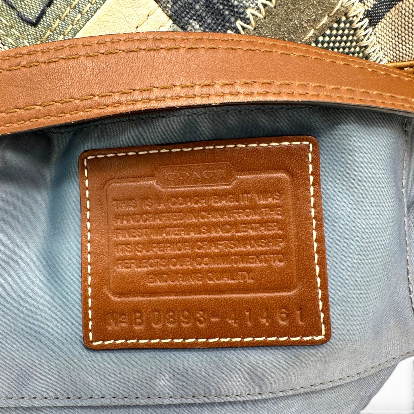 Sac bandoulière vintage Coach F13720 Carly en patchwork de denim