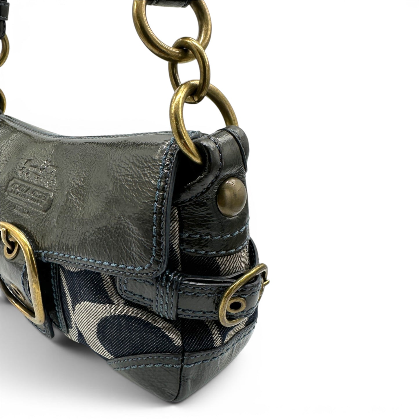 Sac à bandoulière vintage Coach 12535 Bleecker en denim monogrammé