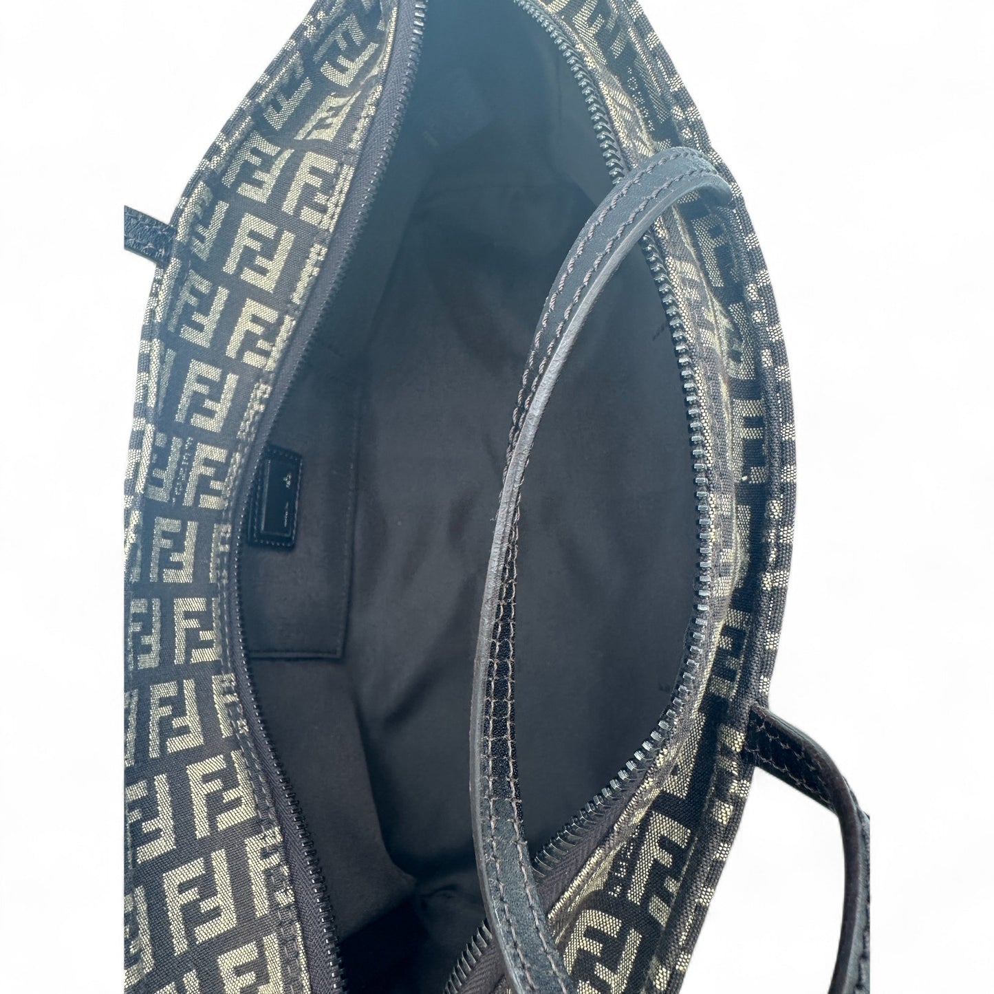 Vintage Fendi Zucchino Canvas Boston Bag