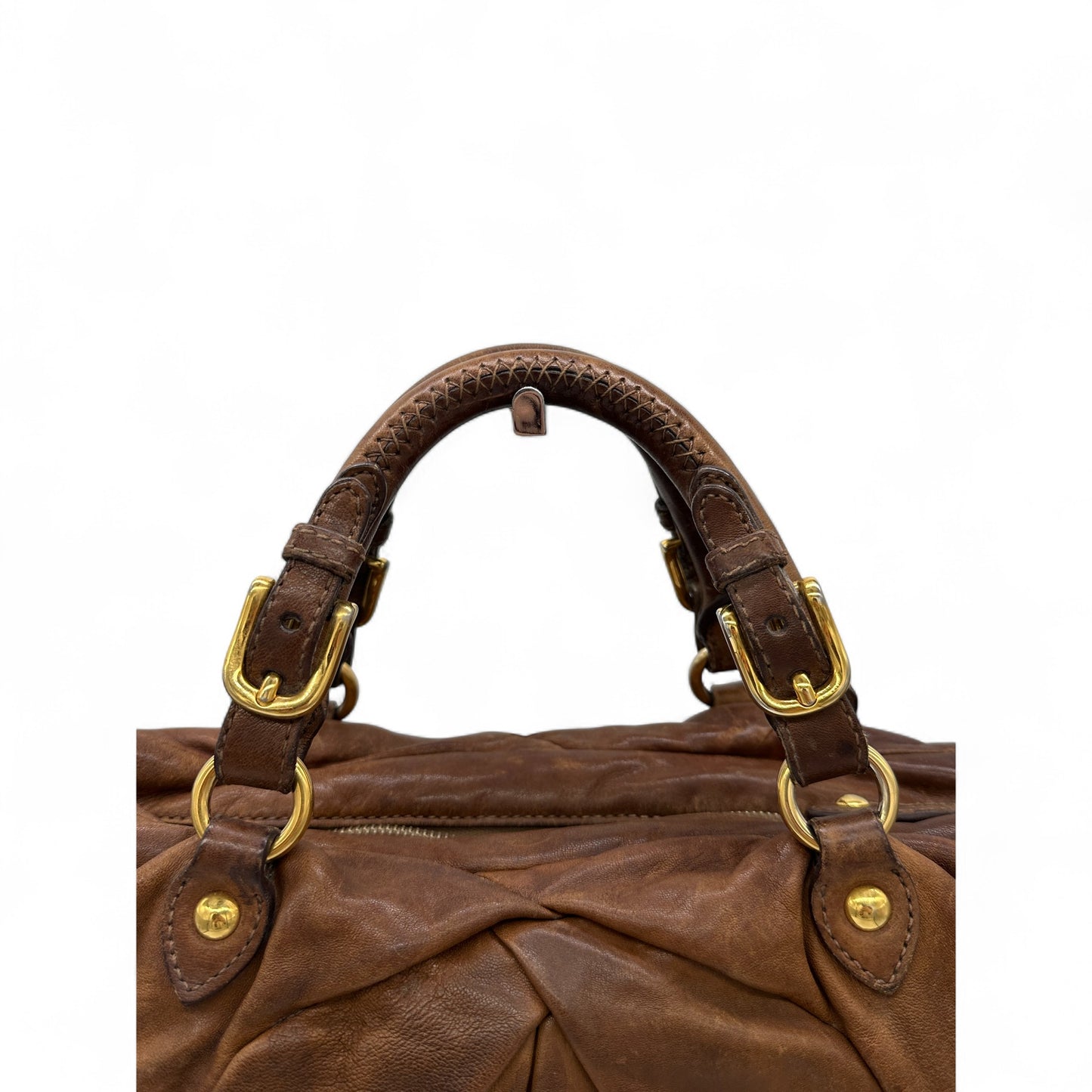 Vintage Miu Miu Brown Leather Slouchy Handbag