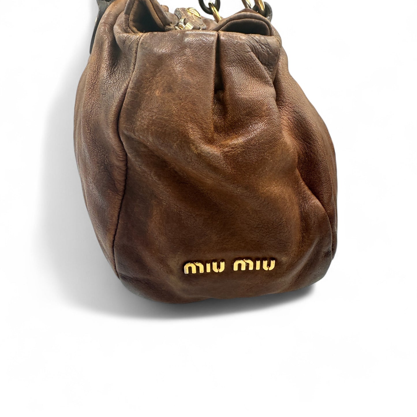 Vintage Miu Miu Brown Leather Slouchy Handbag