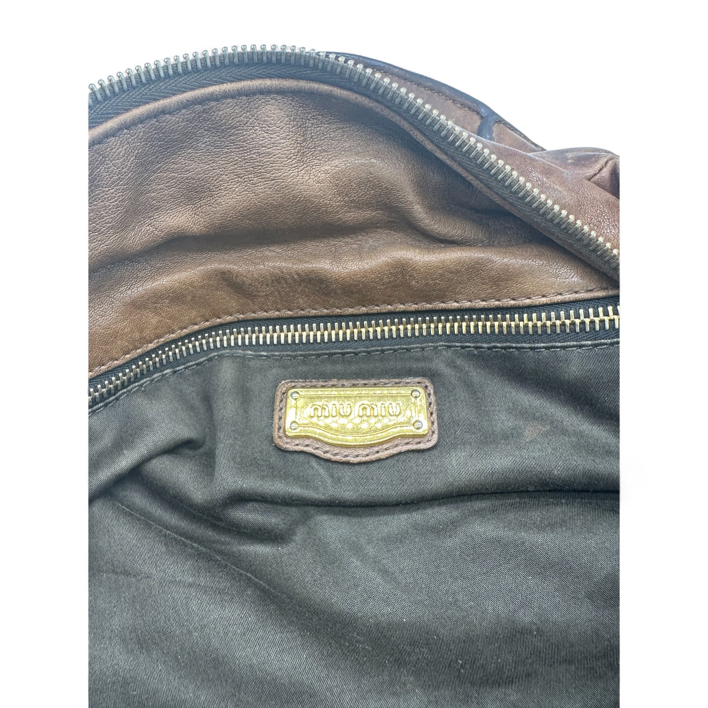 Vintage Miu Miu Brown Leather Slouchy Handbag