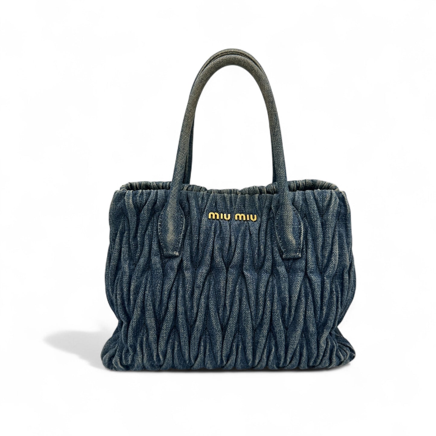Miu Miu Matelassè Denim Tote Handbag