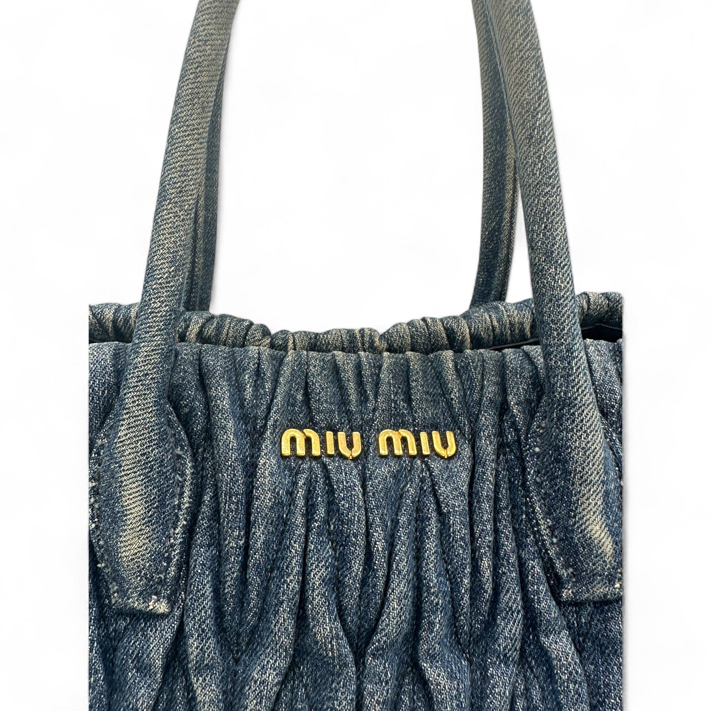 Miu Miu Matelassè Denim Tote Handbag