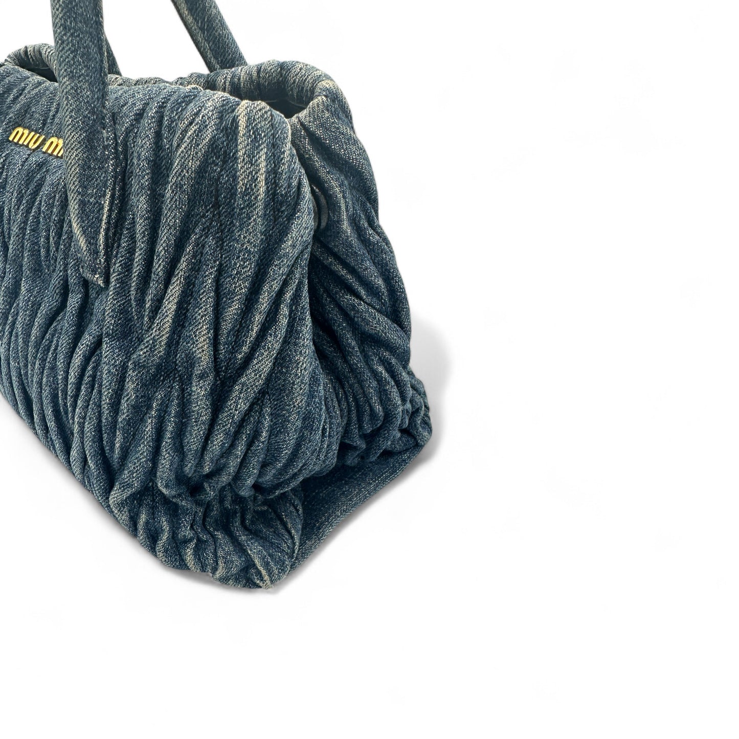 Miu Miu Matelassè Denim Tote Handbag