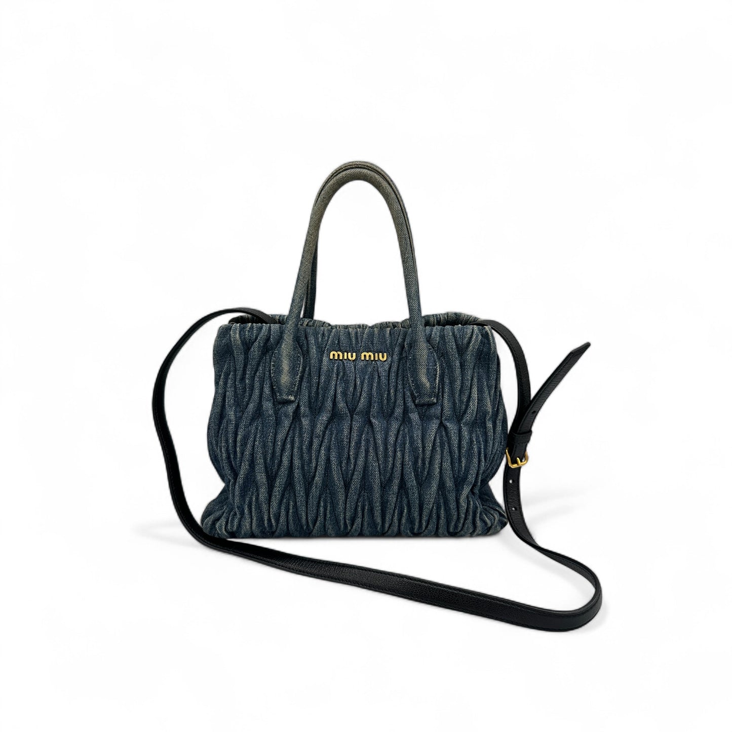 Miu Miu Matelassè Denim Tote Handbag