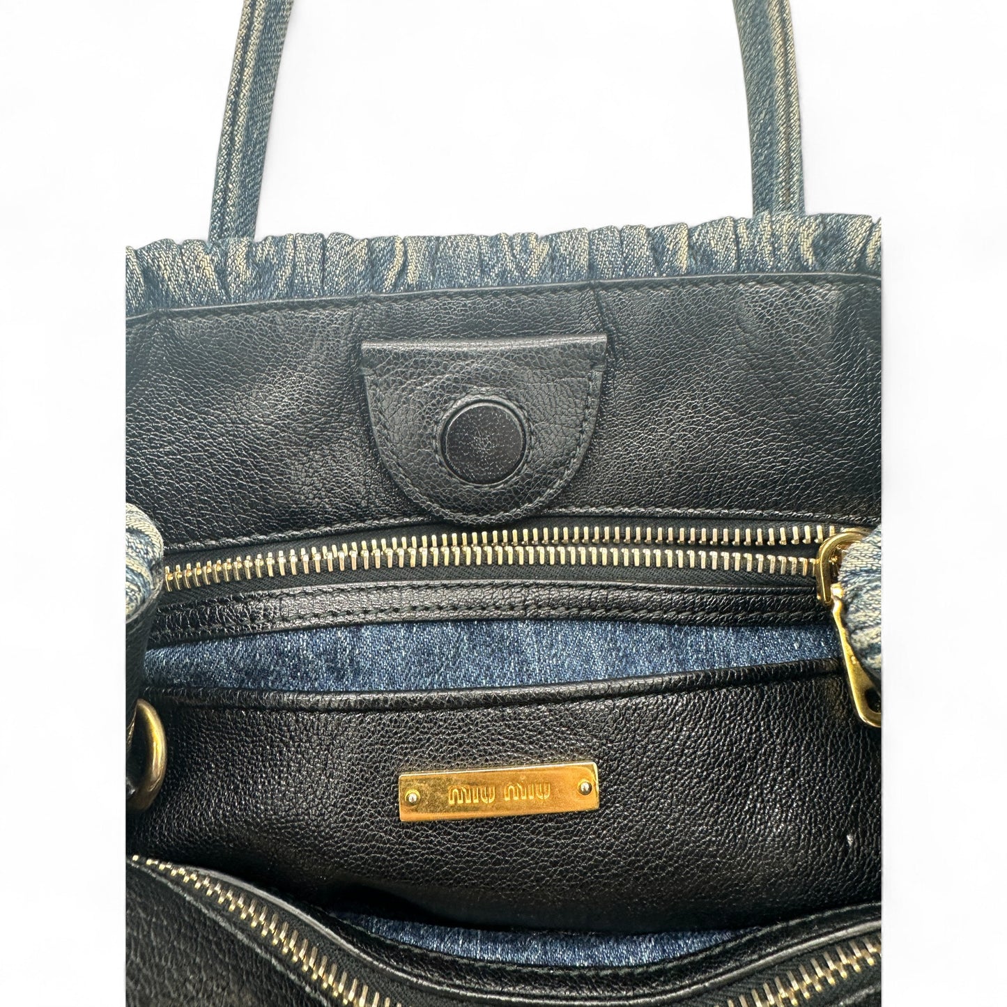 Miu Miu Matelassè Denim Tote Handbag