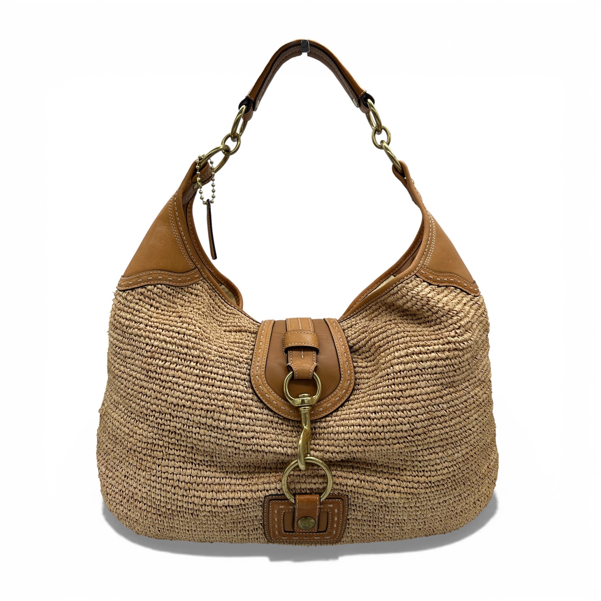Vintage Coach F13374 Bleecker Millie Raffia Oversized Straw Bag