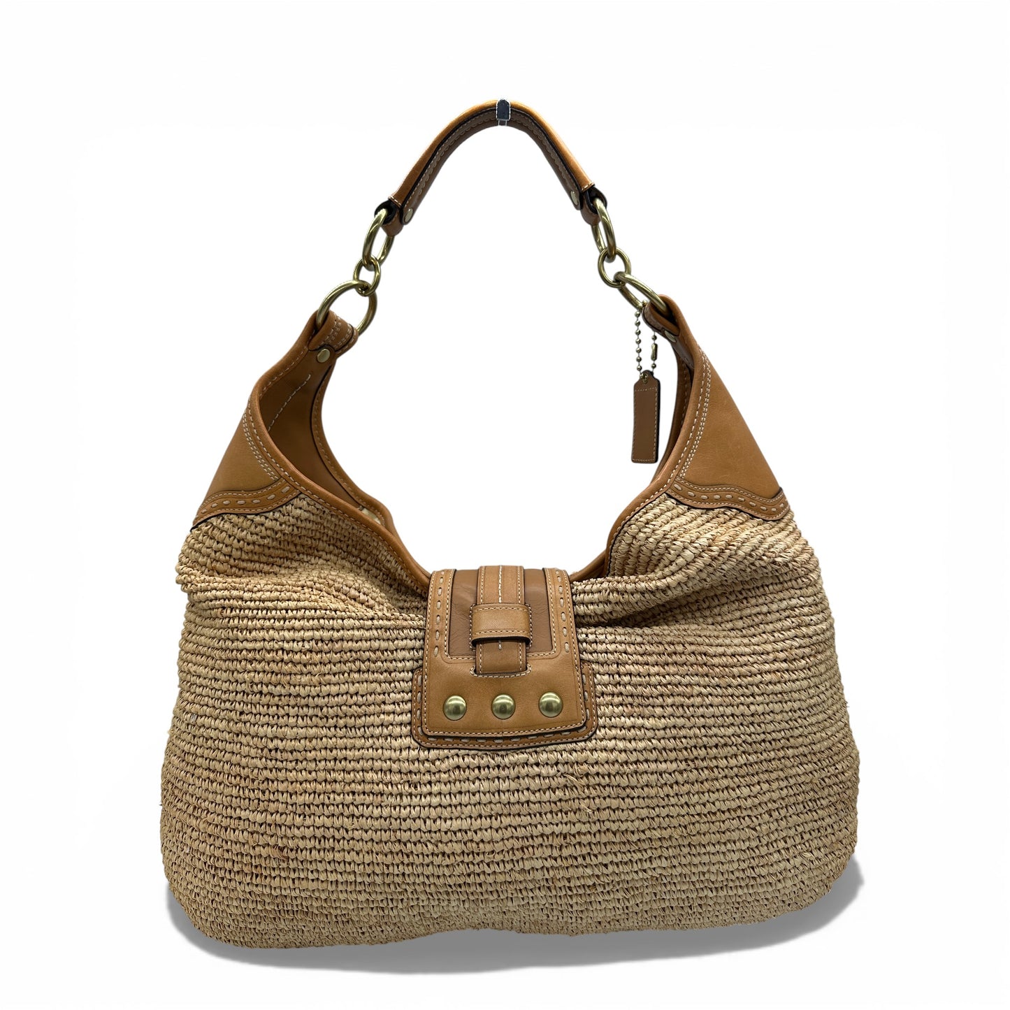 Vintage Coach F13374 Bleecker Millie Raffia Oversized Straw Bag