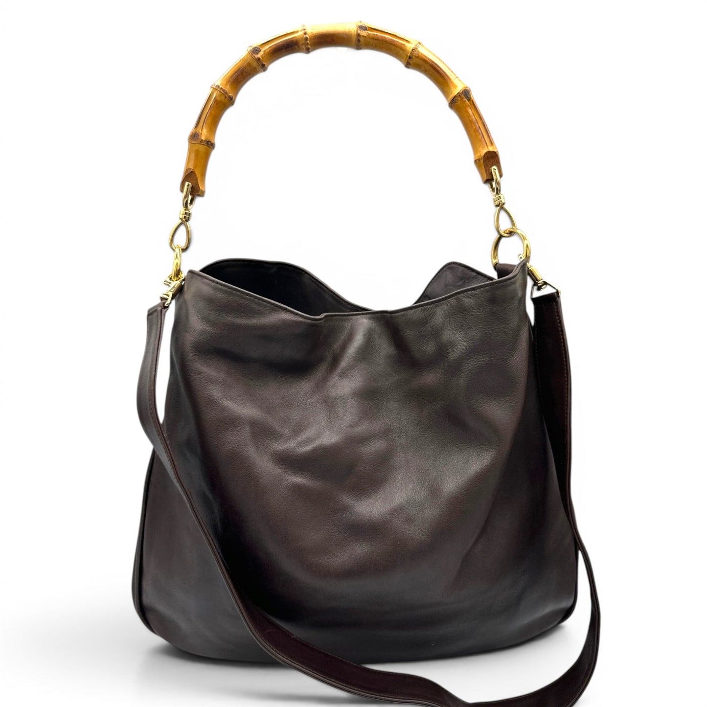 Vintage Gucci Bamboo Leather 2-Way Tote Bag