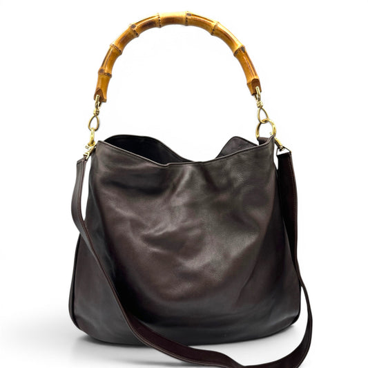 Vintage Gucci Bamboo Leather 2-Way Tote Bag