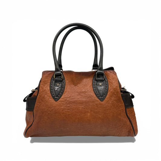 vintage Fendi ethnico sac à main en cuir noir