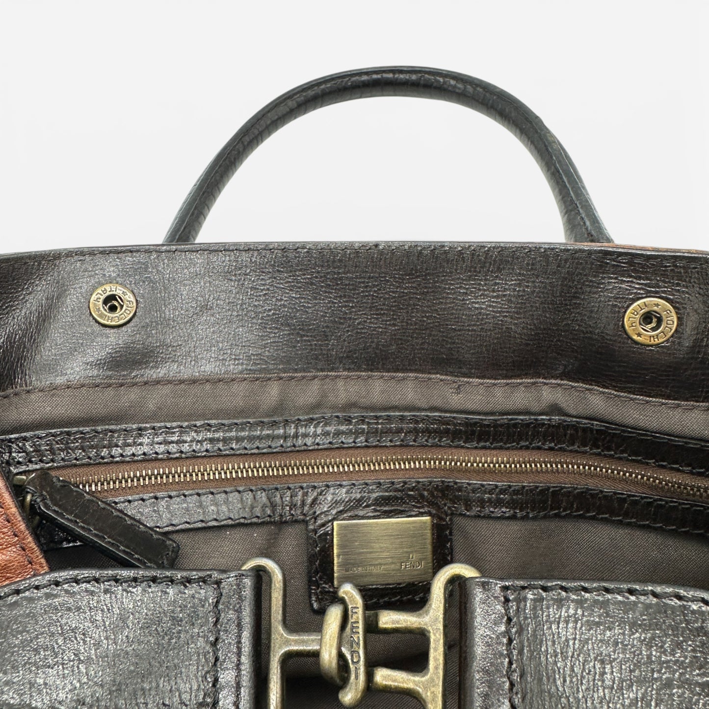 Vintage Fendi Ethnico Brown Leather Handbag