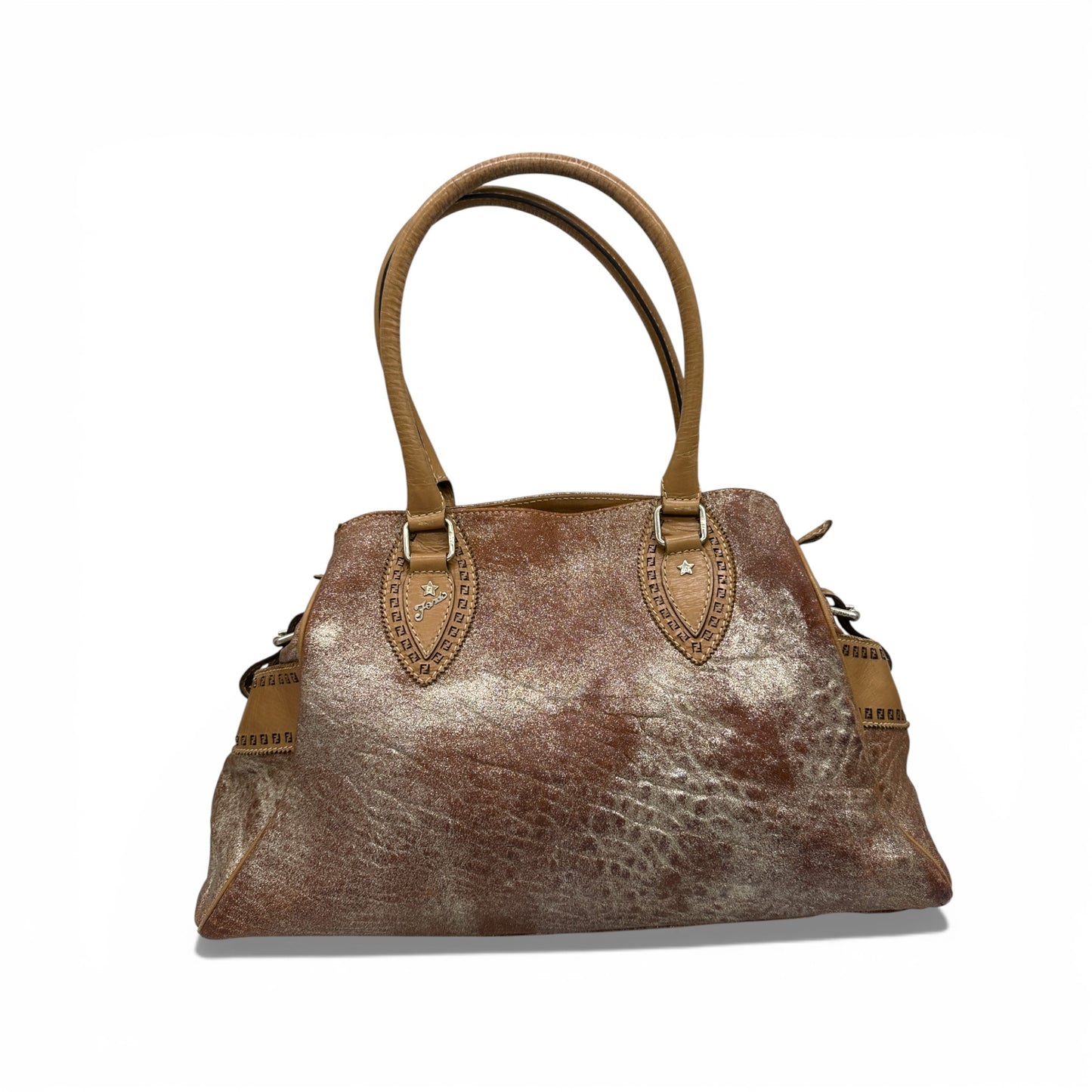 Vintage Fendi Metallic Shimmer Ethnico Leather Handbag