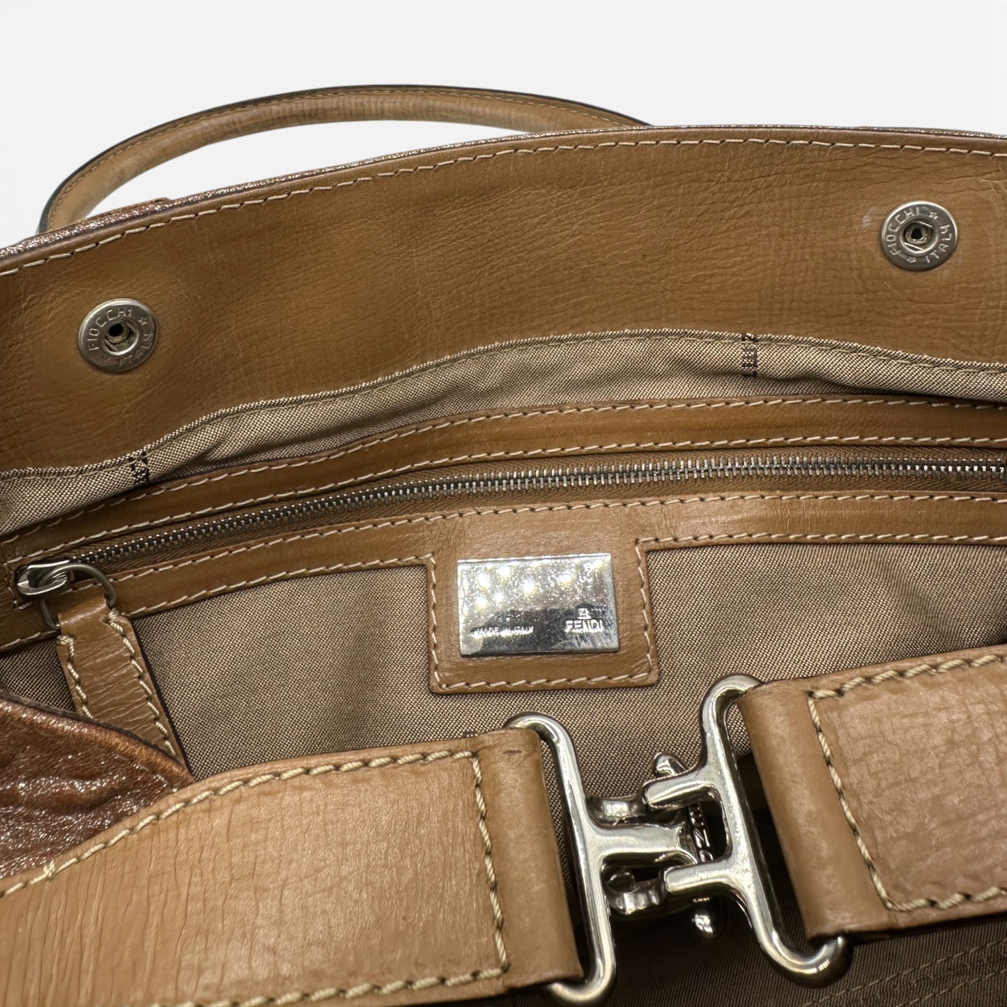 Vintage Fendi Metallic Shimmer Ethnico Leather Handbag