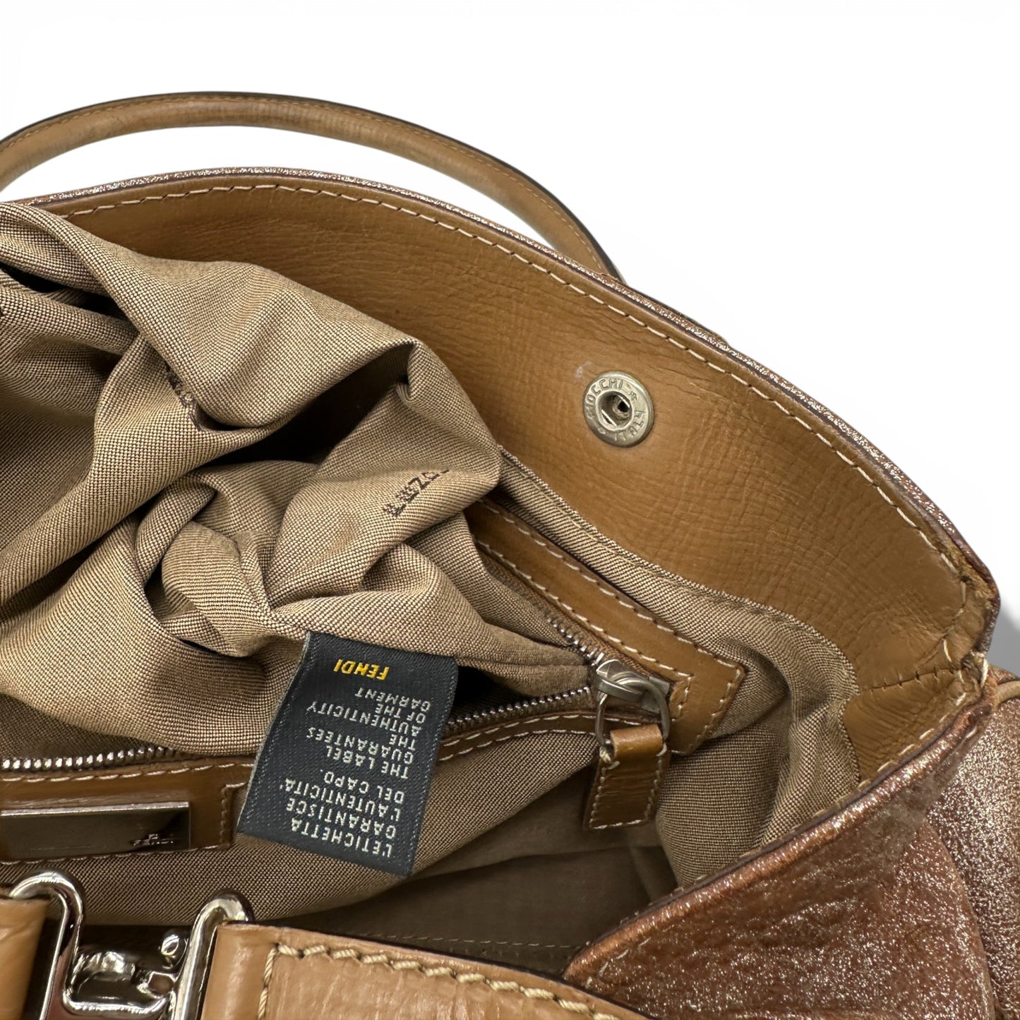 Vintage Fendi Metallic Shimmer Ethnico Leather Handbag