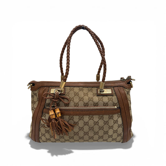 Vintage Gucci Bella GG Canvas Bamboo Handbag