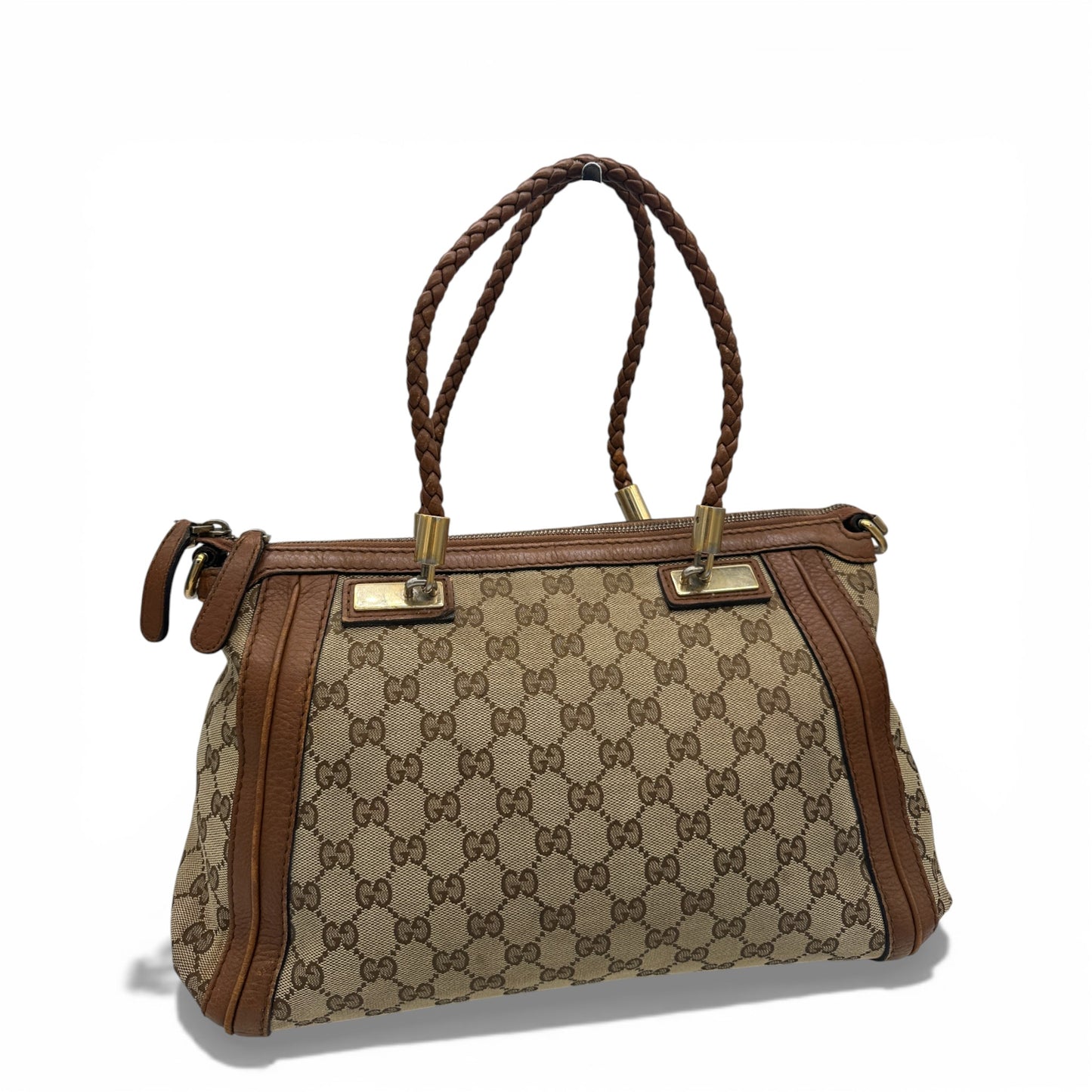 Vintage Gucci Bella GG Canvas Bamboo Handbag