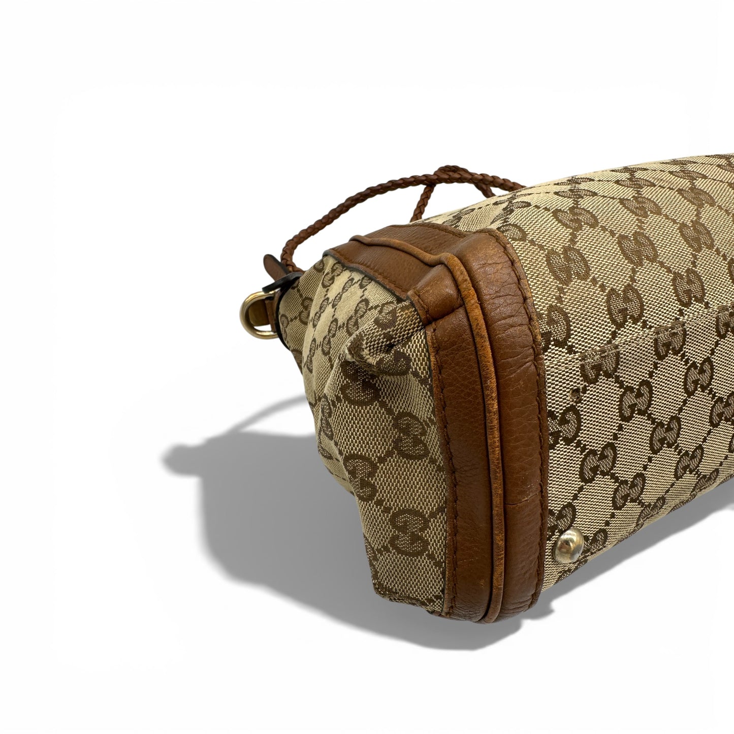 Vintage Gucci Bella GG Canvas Bamboo Handbag