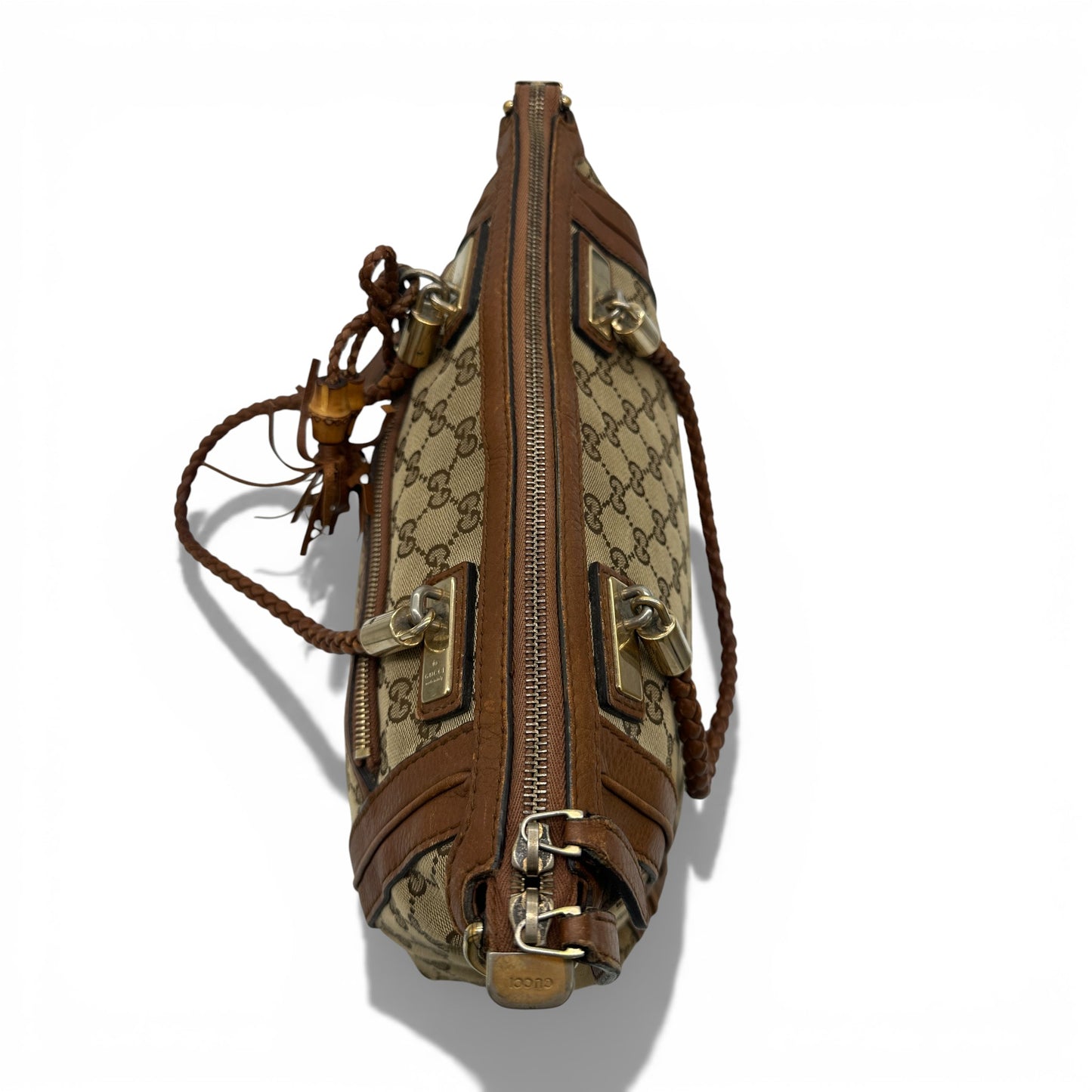 Vintage Gucci Bella GG Canvas Bamboo Handbag