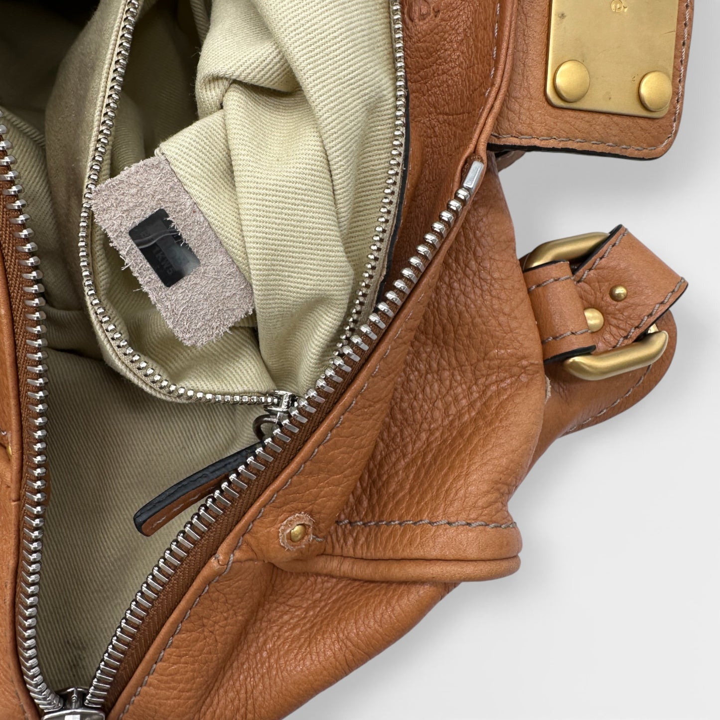 Chloé Paddington aus hellbraunem Leder mit Messing-Vorhängeschlossbeschlägen