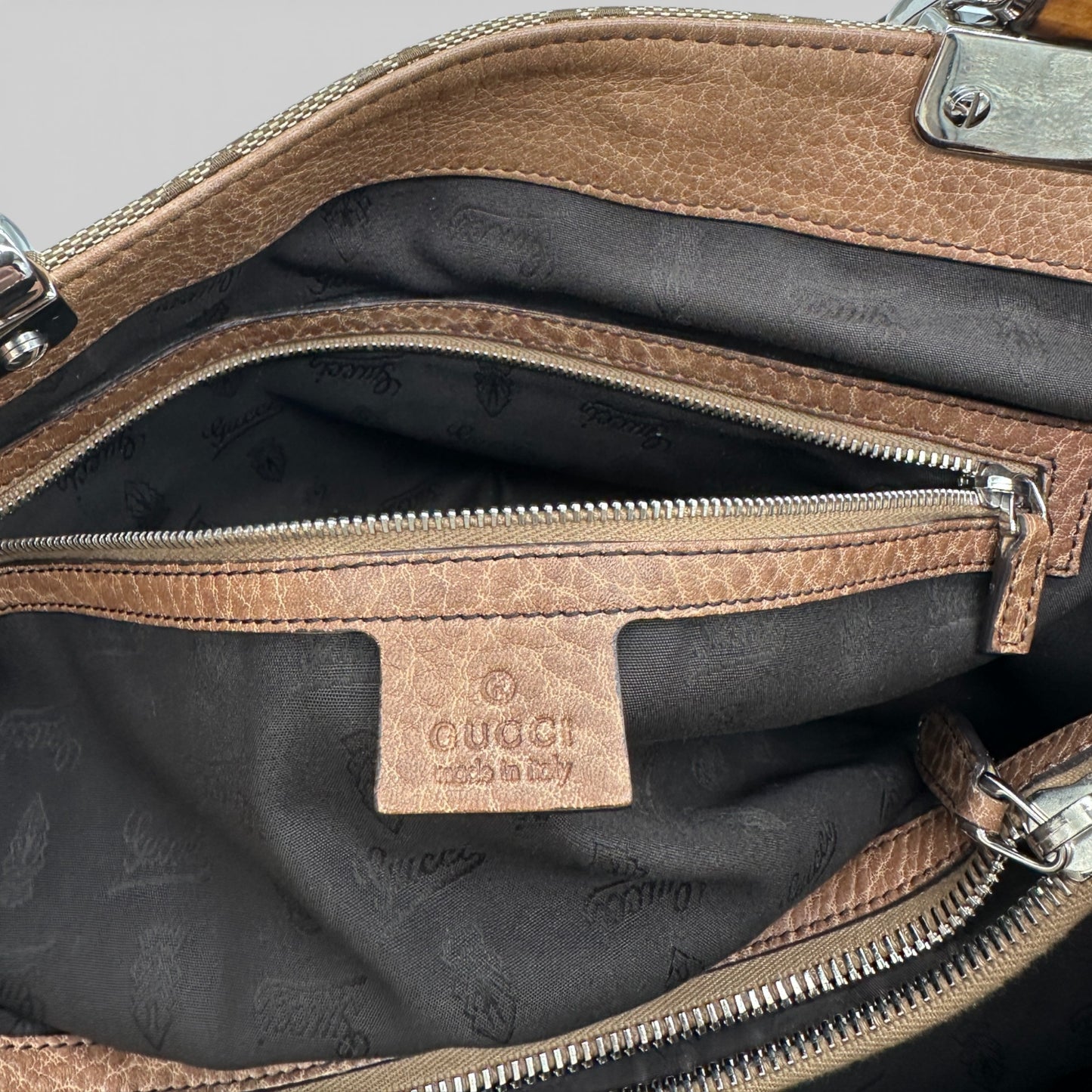 Vintage Gucci 232947 Bamboo Monogram Large Tote Shoulder Bag