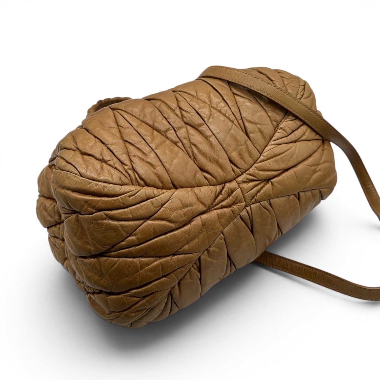 Miu Miu Brown Matelassé Coffer Handbag