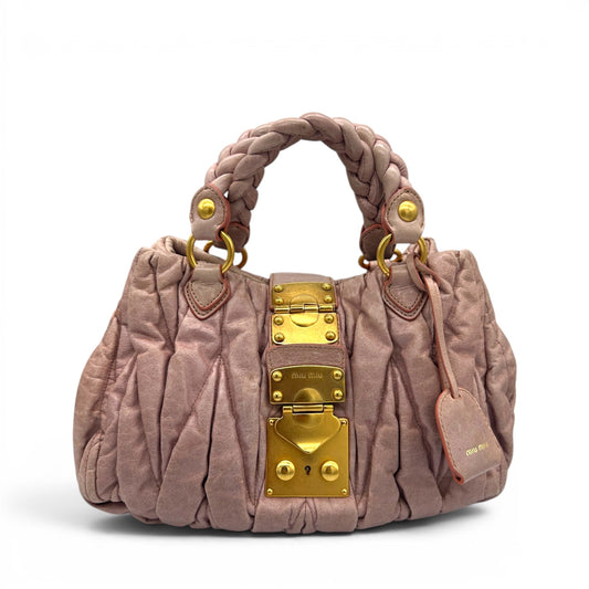Miu Miu Pink Matelassé Coffer Handbag