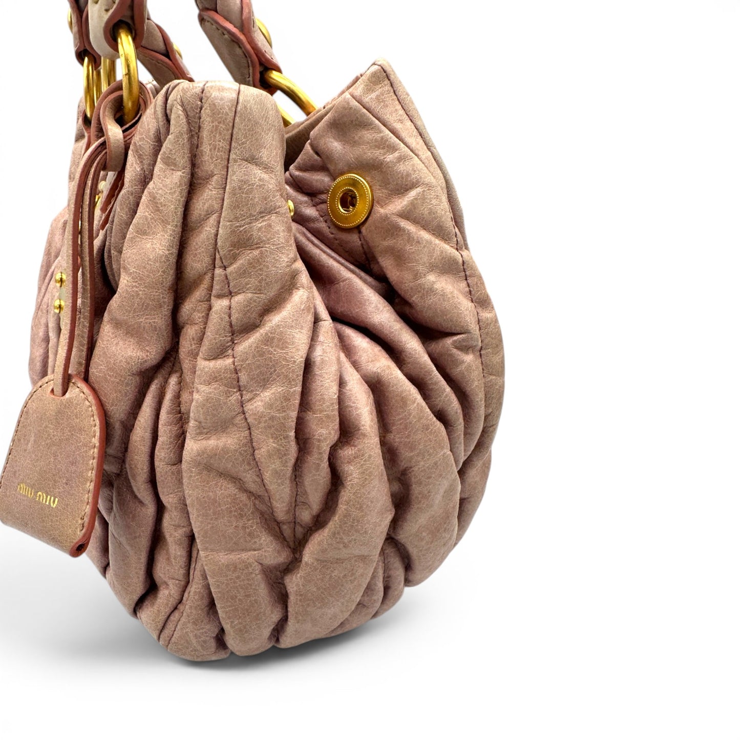 Miu Miu Pink Matelassé Coffer Handbag