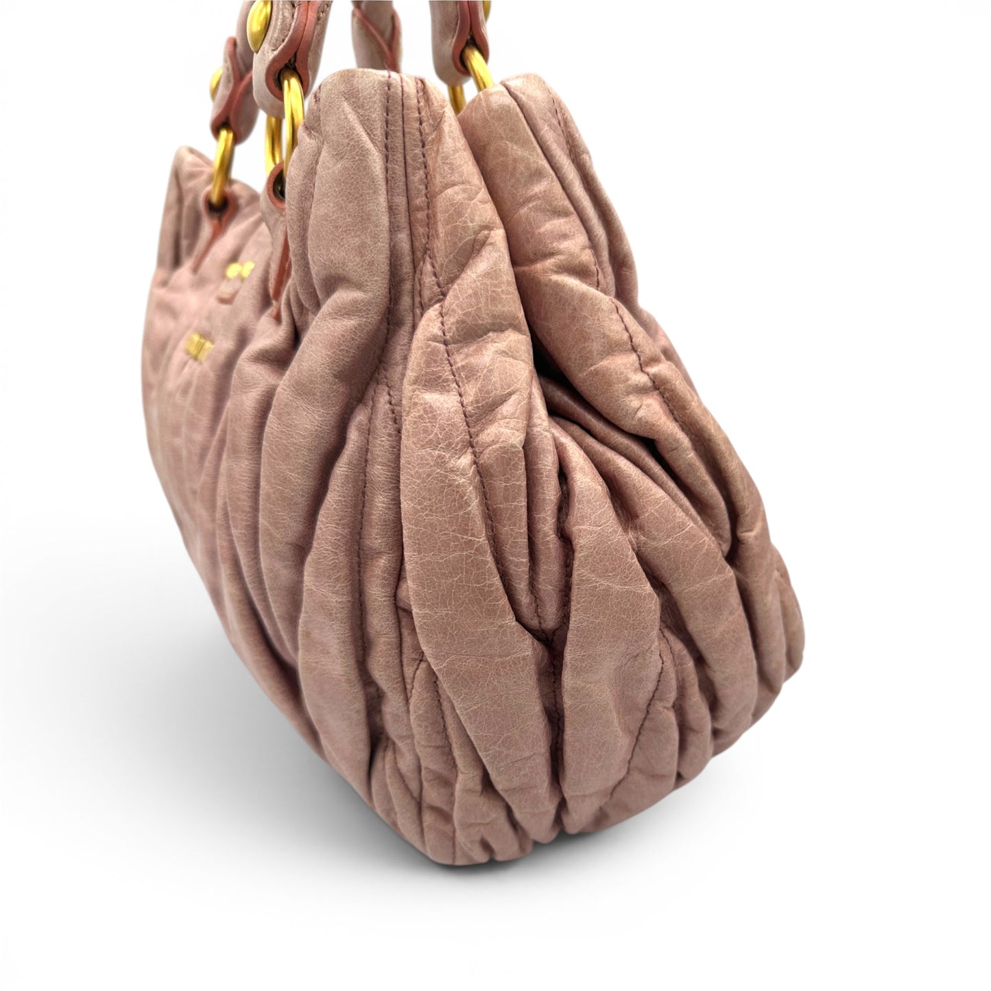 Miu Miu Pink Matelassé Coffer Handbag