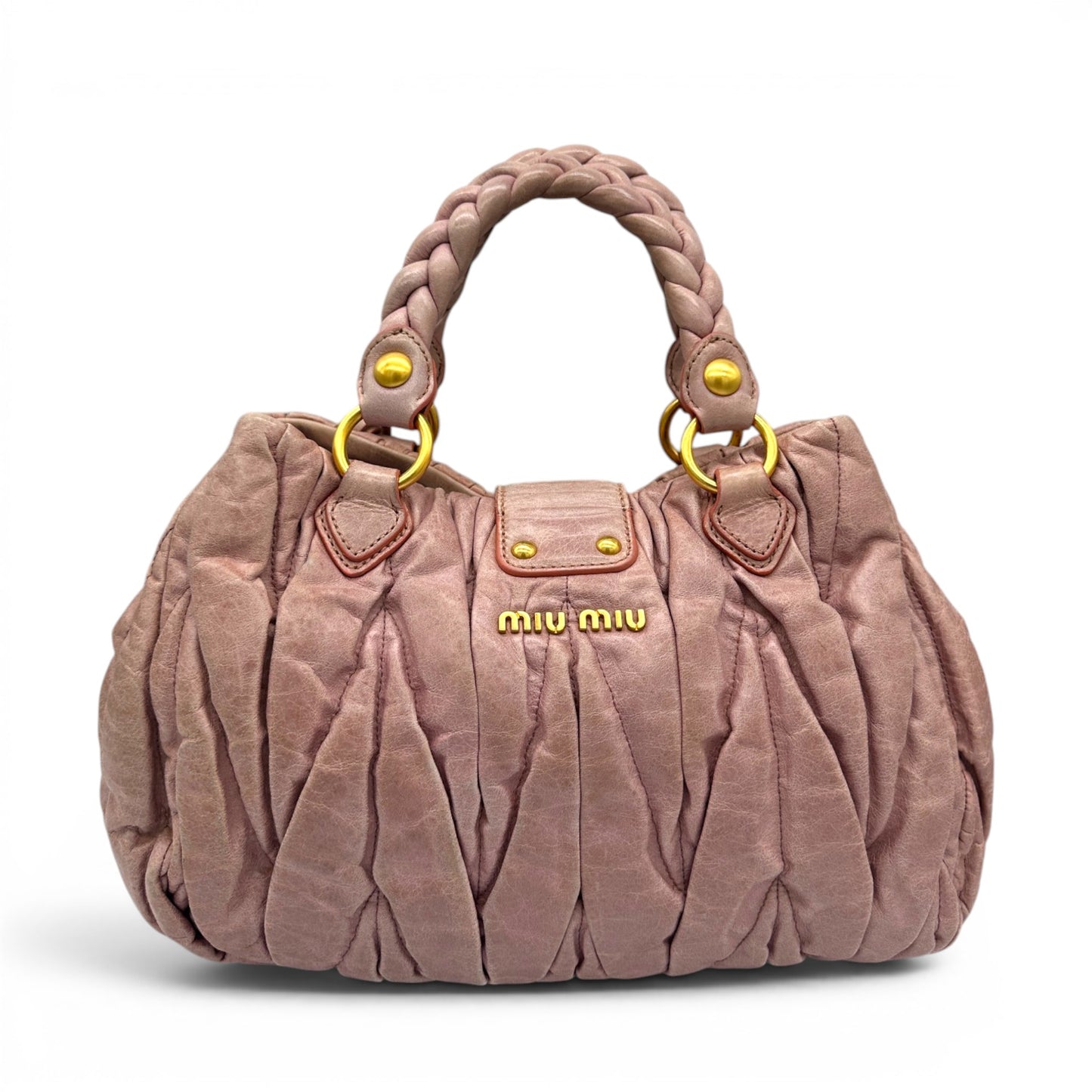 Miu Miu Pink Matelassé Coffer Handbag