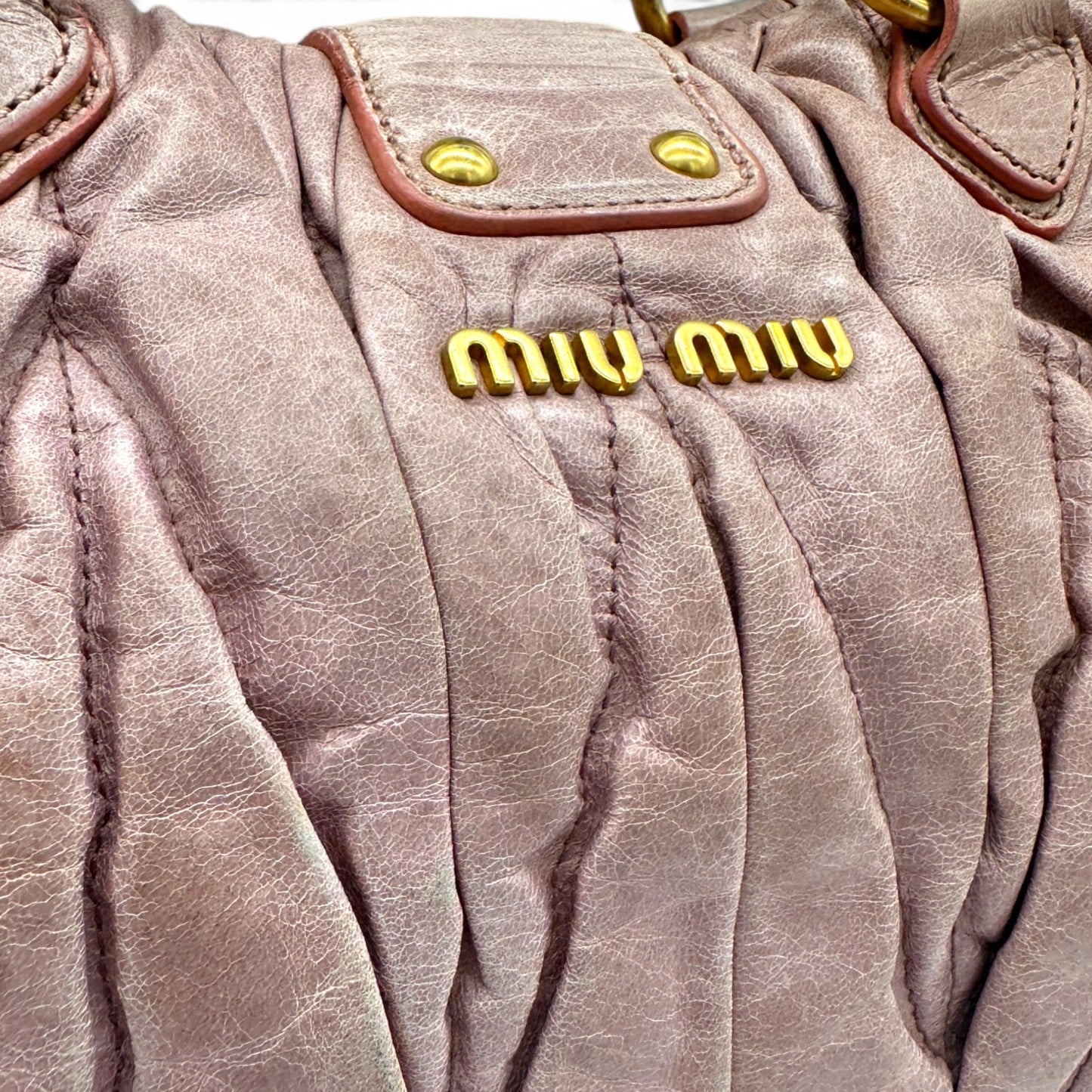 Miu Miu Pink Matelassé Coffer Handbag