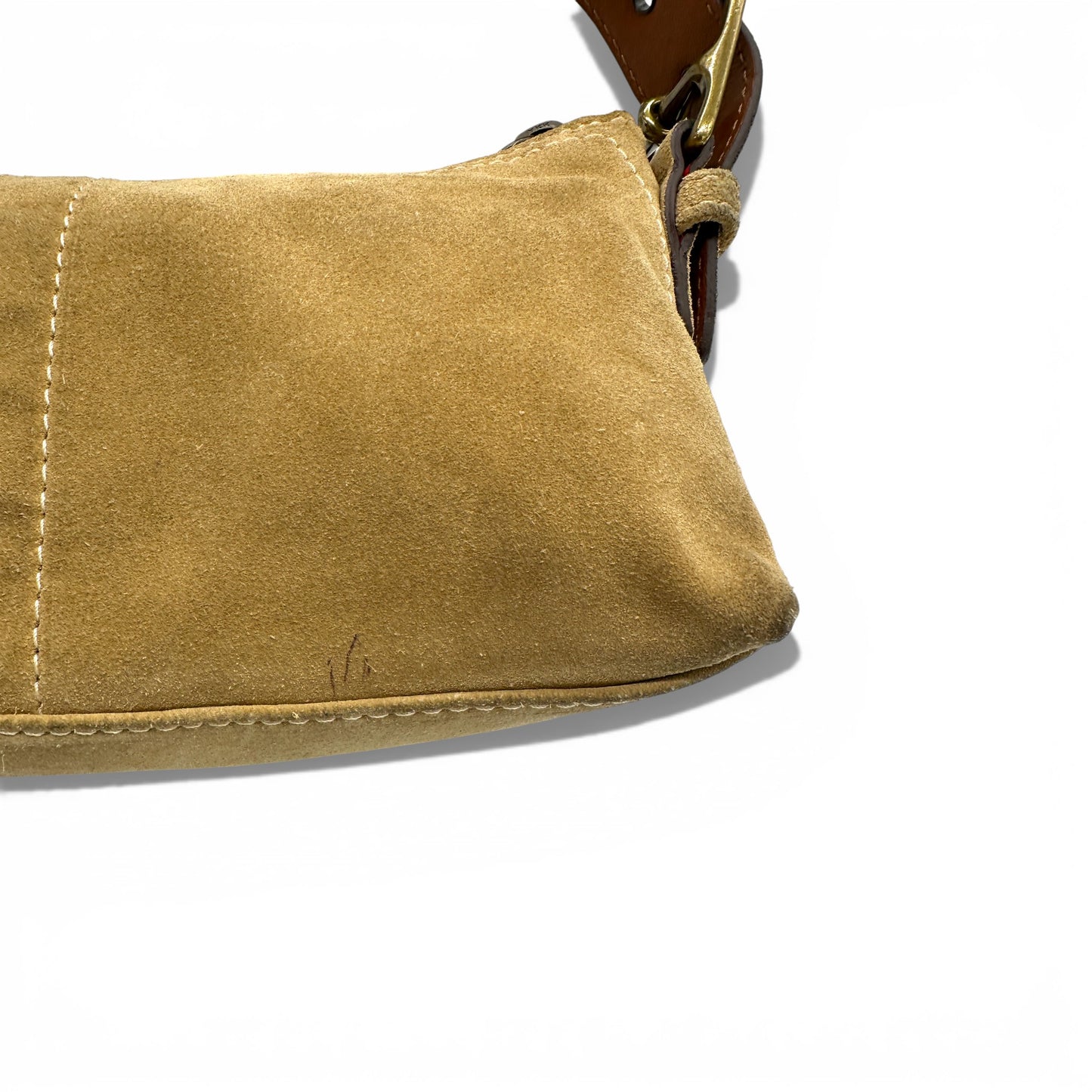 Vintage Coach 5032 Baguette-Schultertasche aus hellgrünem Wildleder