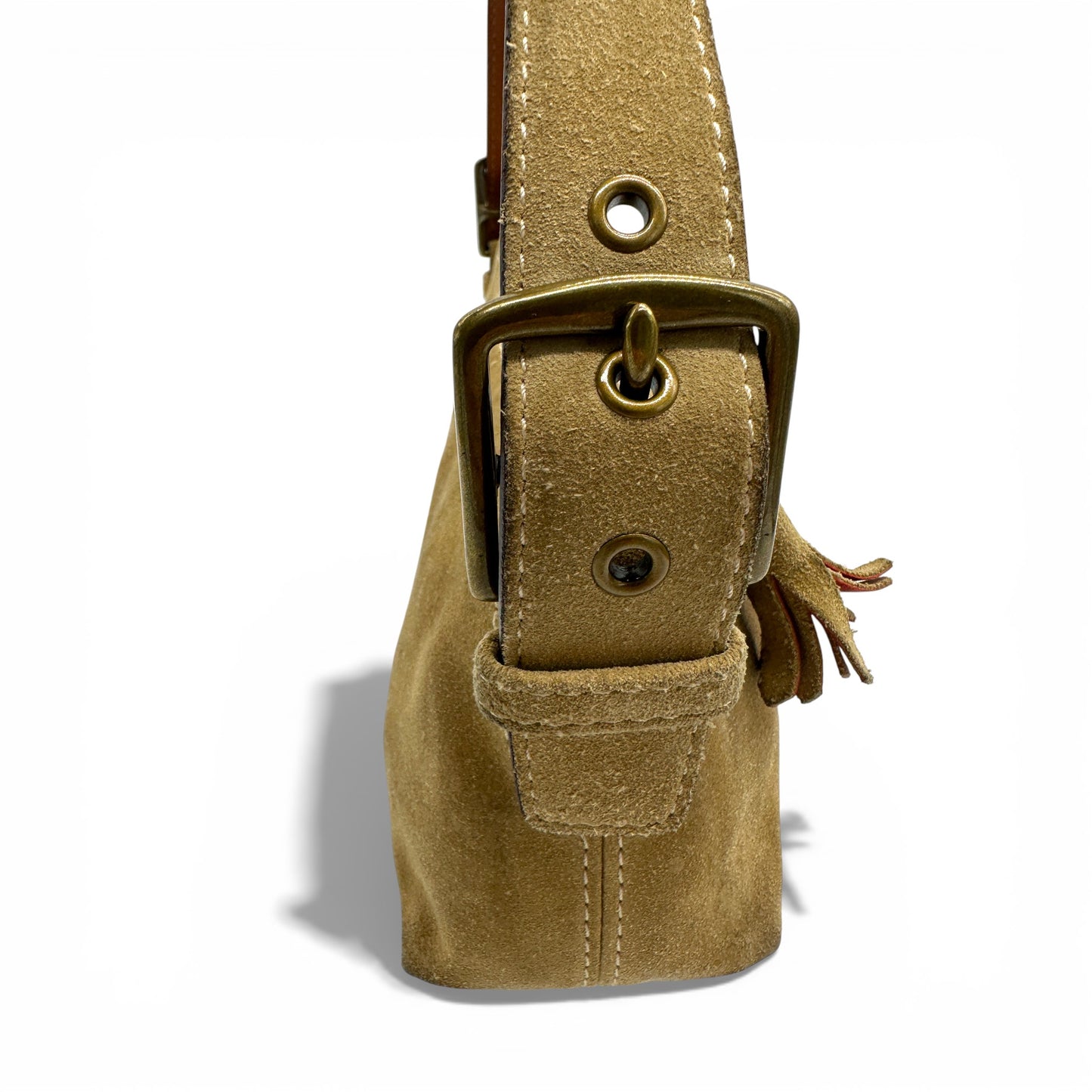 Vintage Coach 5032 Baguette-Schultertasche aus hellgrünem Wildleder