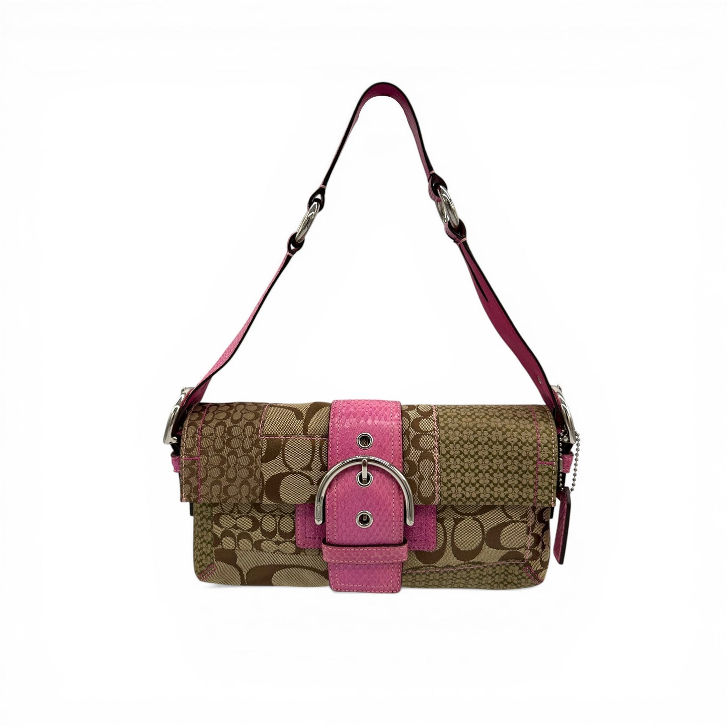 Vintage Coach 8K38 Soho Schultertasche mit Schnalle (Y2K) und Python-Besatz